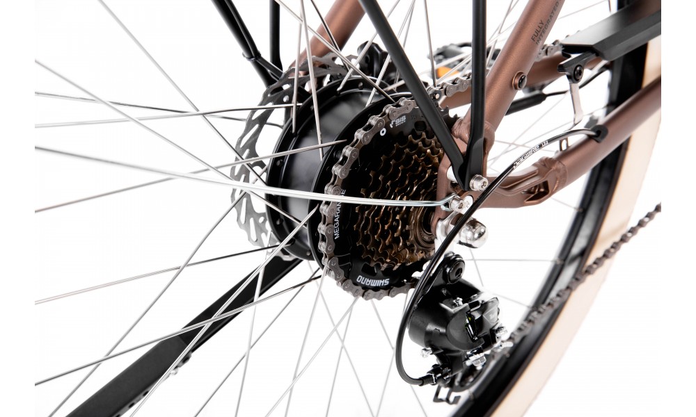 Rower miejski elektryczny ProEco by Romet Wave AN 1.0 2025 + koszyk - brązowy