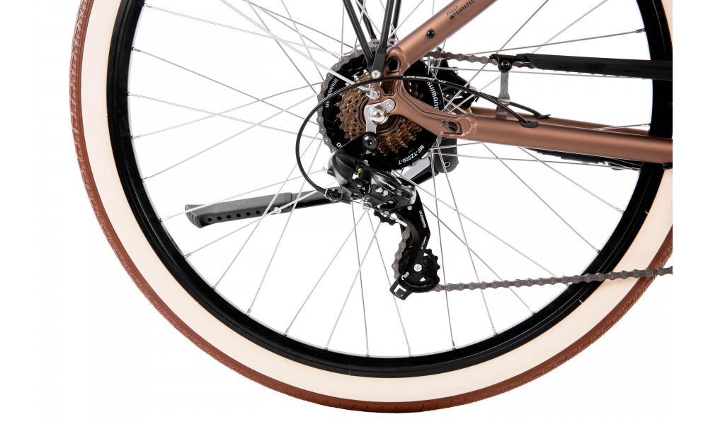 Rower miejski elektryczny ProEco by Romet Wave AN 1.0 2025 + koszyk - brązowy