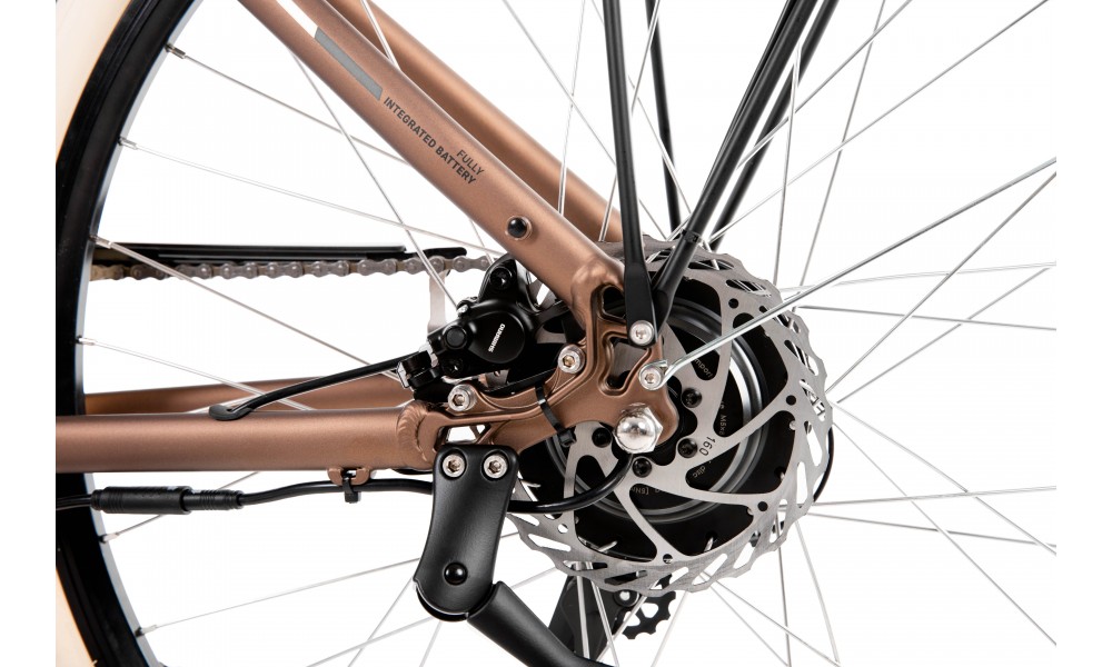 Rower miejski elektryczny ProEco by Romet Wave AN 1.0 2025 + koszyk - brązowy