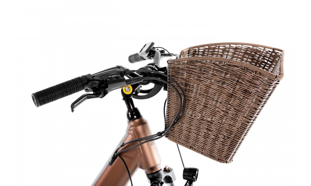 Rower miejski elektryczny ProEco by Romet Wave AN 1.0 2025 + koszyk - brązowy