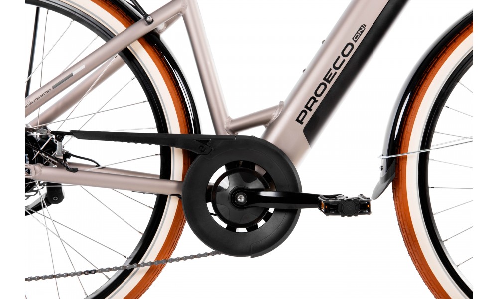 Rower miejski elektryczny ProEco by Romet Wave AN 1.0 2025 + koszyk - szampański