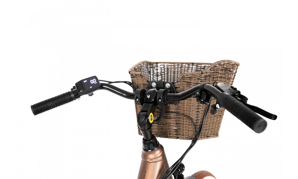 Rower miejski elektryczny ProEco by Romet Wave AN 1.0 2025 + koszyk - brązowy