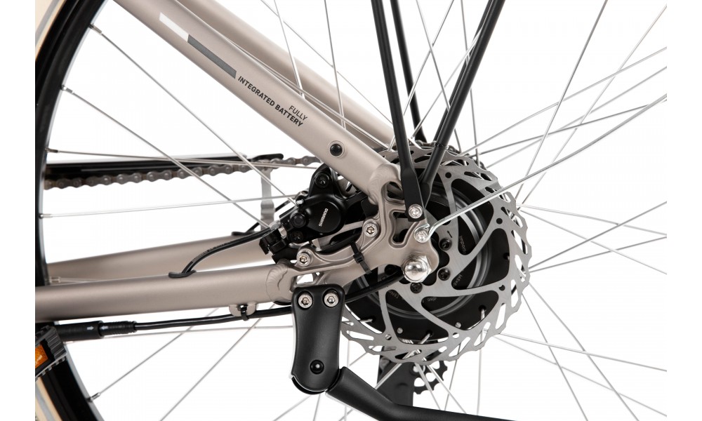 Rower miejski elektryczny ProEco by Romet Wave AN 1.0 2025 + koszyk - szampański