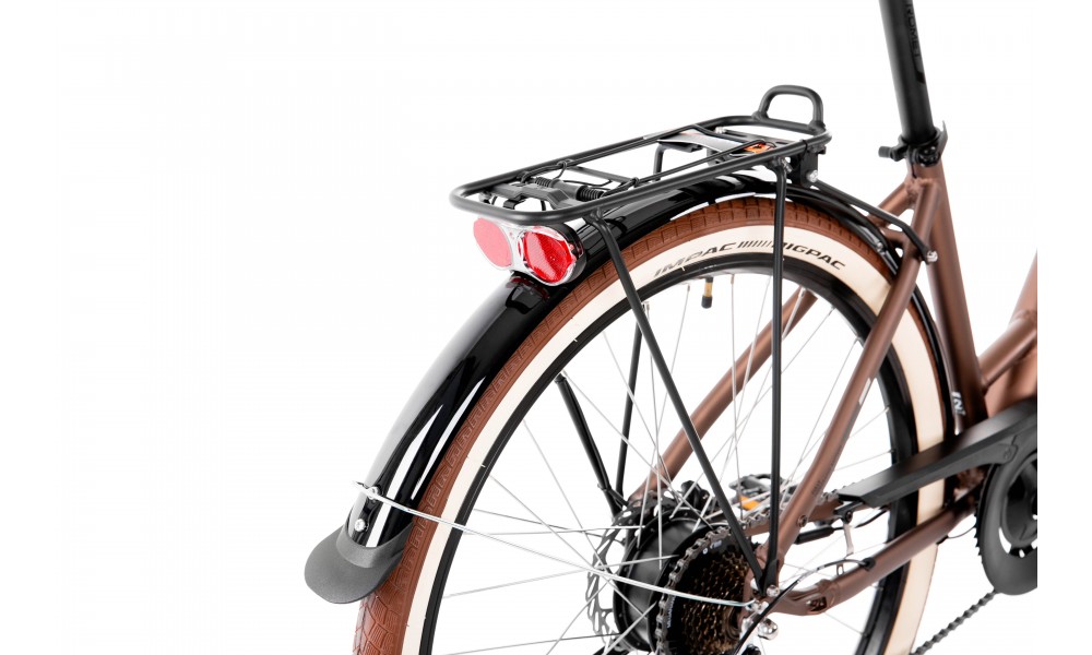 Rower miejski elektryczny ProEco by Romet Wave AN 1.0 2025 + koszyk - brązowy