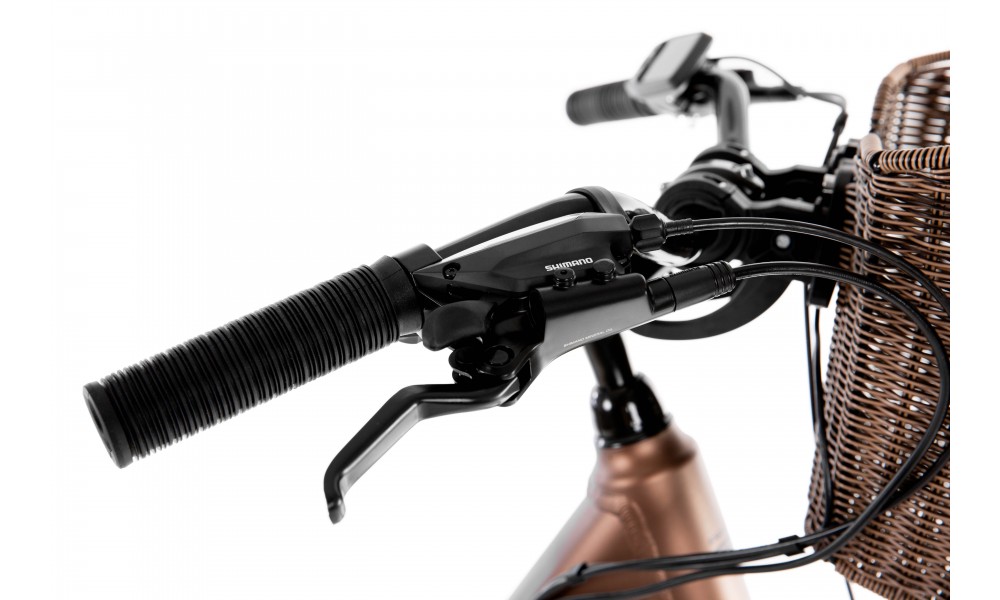 Rower miejski elektryczny ProEco by Romet Wave AN 1.0 2025 + koszyk - brązowy