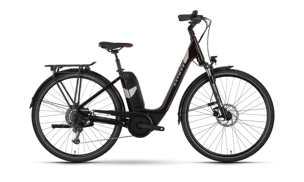 Rower miejski elektryczny R-Raymon CityRay E 5.0 SE - bordowy