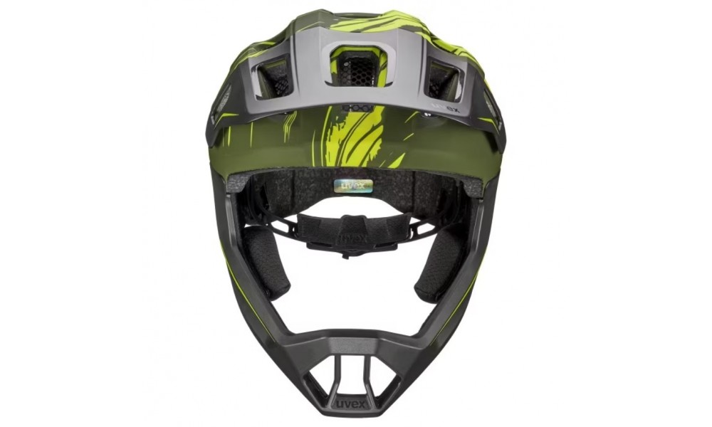 Kask rowerowy UVEX React Jr. Fullface - ciemnooliwkowy