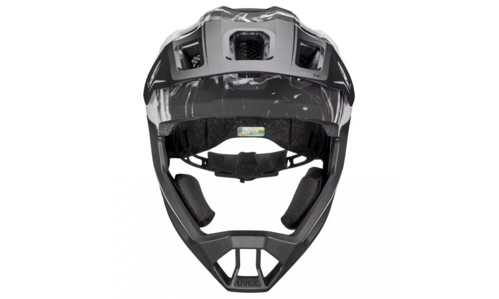 Kask rowerowy UVEX React Jr. Fullface - czarno-biały