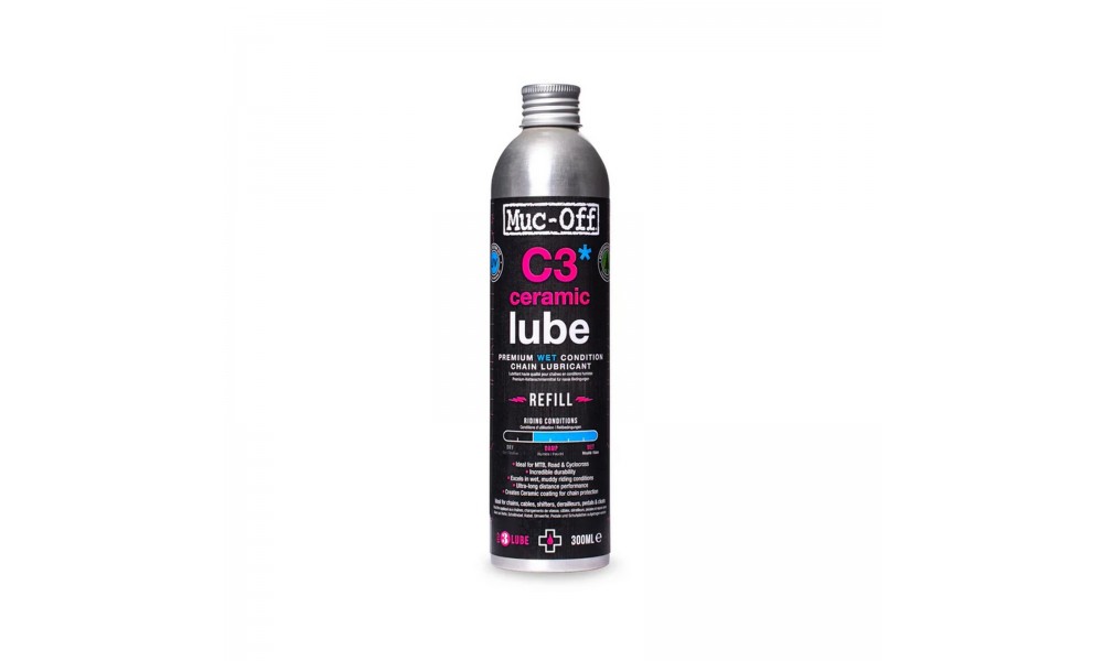 Olej Muc-Off C3 wet ceramic lube do łańcucha 300ml-warunki mokre