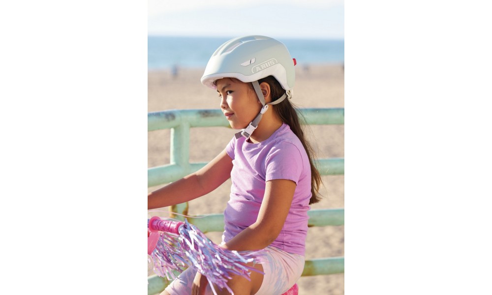 Kask rowerowy Abus Smiley 3.0 LED ACE - błękitno-biały