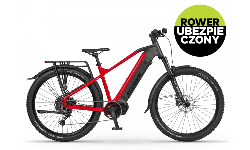 Rower górski elektryczny Ecobike RX500 Black Red SUV - czarno-czerwony