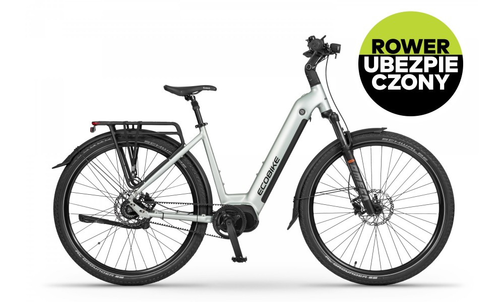 Rower miejski elektryczny Ecobike LX400 Arctic Silver - srebrny