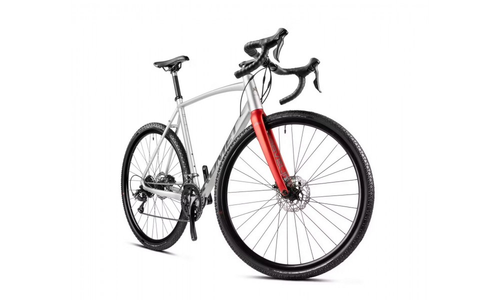 Rower gravel Romet Aspre 1 2024 - srebrno-czerwony