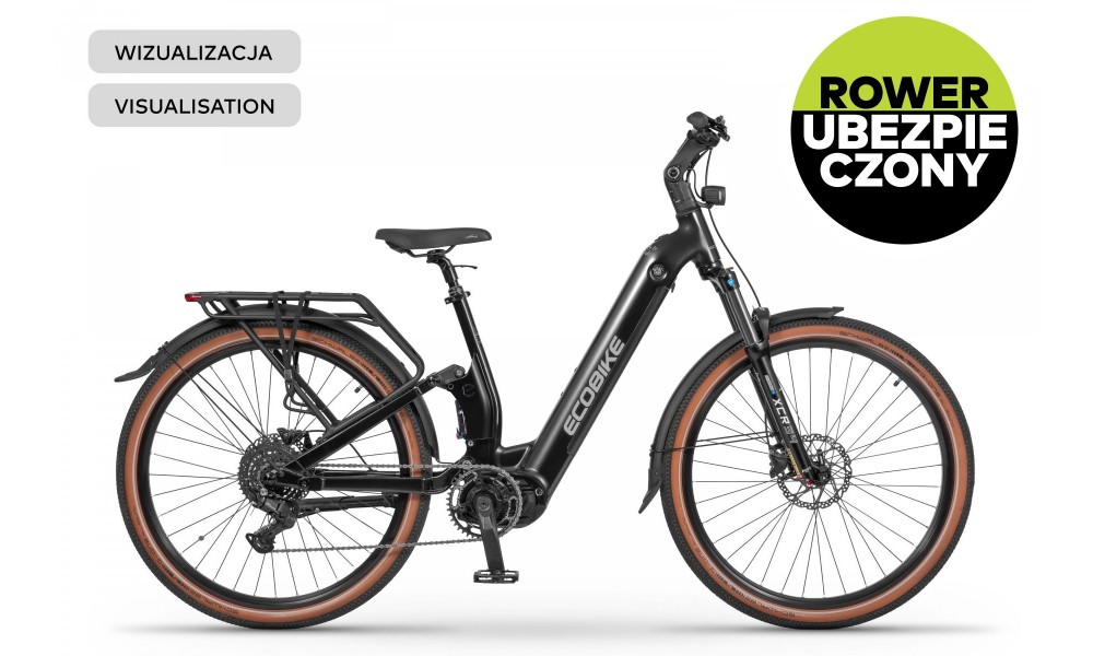 Rower trekkingowy elektryczny Ecobike Flex Black - czarny