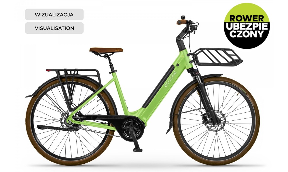 Rower miejski elektryczny Ecobike LX100 Automatic Green - zielony