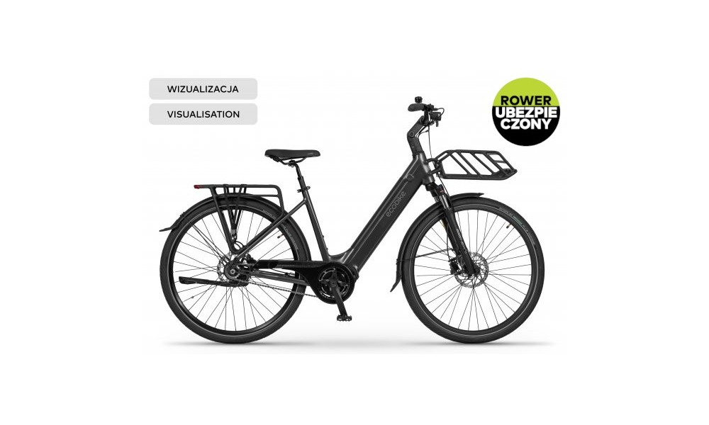 Rower miejski elektryczny Ecobike LX100 Automatic Black - czarny