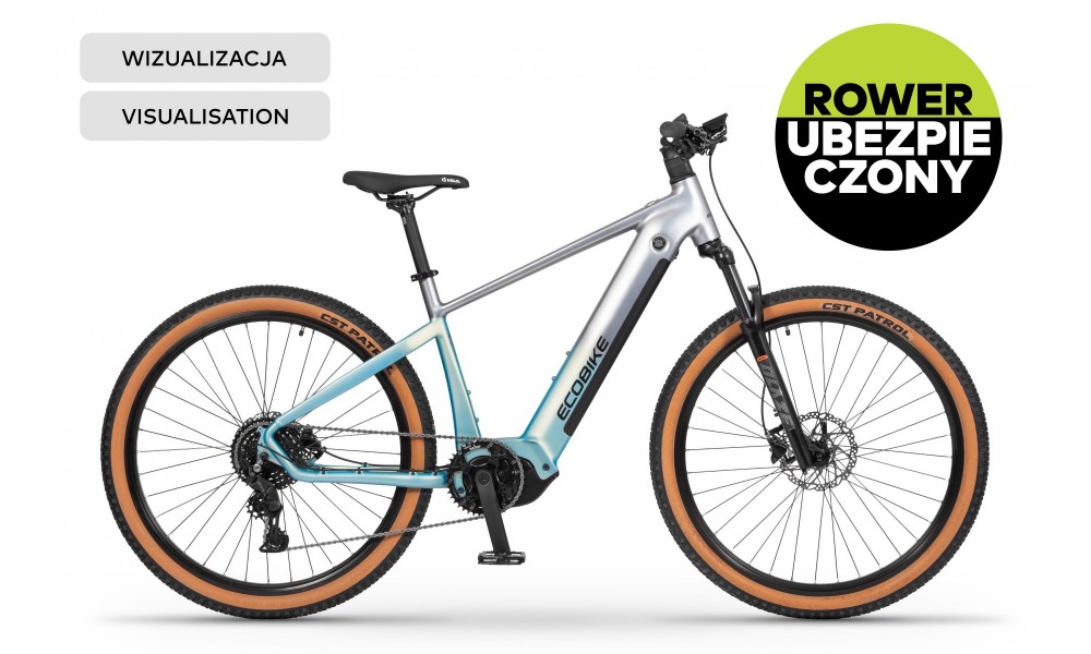 Rower górski elektryczny Ecobike Core Arctic Fade LCD - niebiesko-srebrny