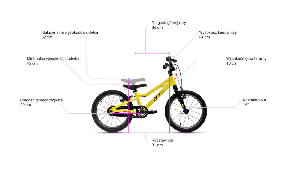 Rower dziecięcy Yupii 16 - fioletowy