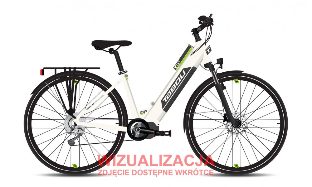 Rower trekkingowy elektryczny Tabou Mono UP 1.0 26 026 - biało-zielony