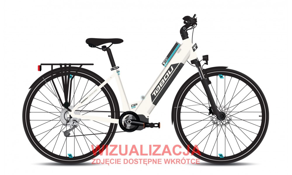 Rower trekkingowy elektryczny Tabou Mono UP 1.0 Plus 26 026 - biało-turkusowy