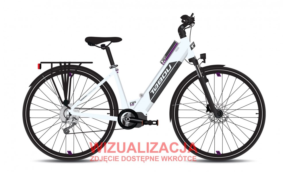 Rower trekkingowy elektryczny Tabou Mono UP 1.0 Plus 26 026 - biało-fioletowy