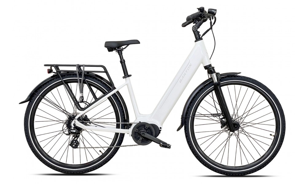 Rower miejski elektryczny Barton E-Smart Flow 026  - biały-perłowy