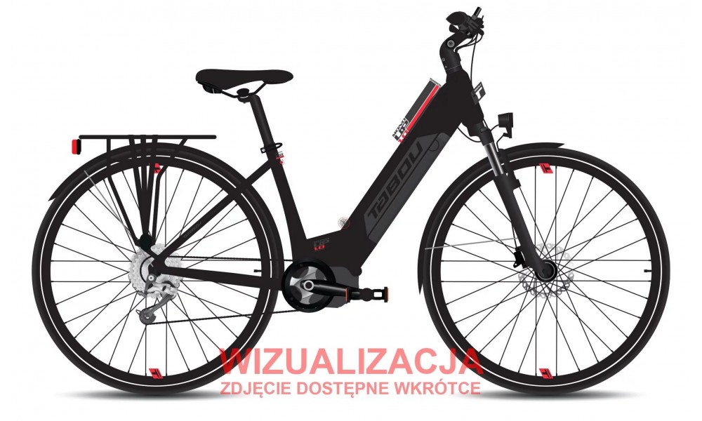 Rower trekkingowy elektryczny Tabou Mono UP 1.0 Plus 28 026 - czarno-czerwony