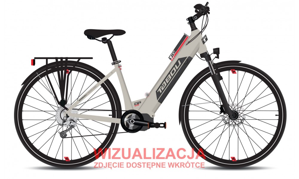Rower trekkingowy elektryczny Tabou Mono UP 1.0 28 026 - szaro-czerwony